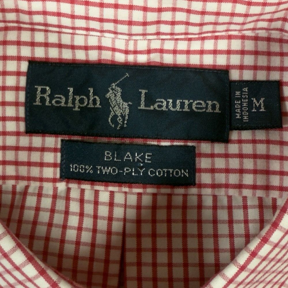 Polo Ralph Lauren L/S Oxford Button Front Shirt Men's M Red Gingham Check *READ* - Picture 3 of 7